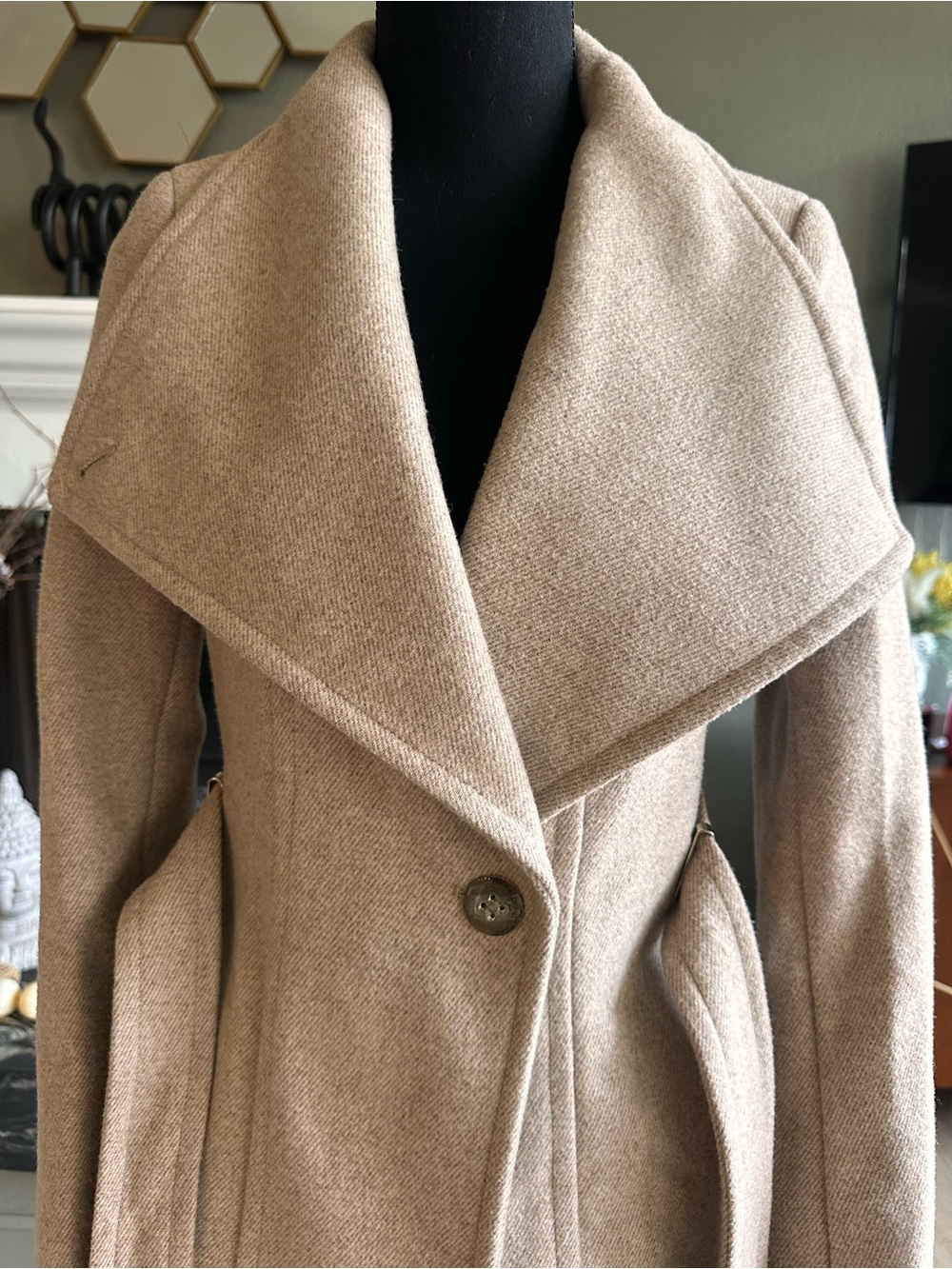 ⭐️LAST CHANCE⭐️ Calvin Klein PXXS Belted Asymmetrical Wool Coat Size P - Picture 7 of 17